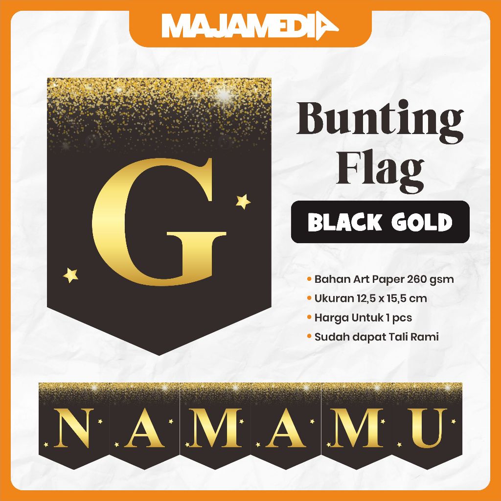 BUNTING FLAG BLACK GOLD CUSTOM