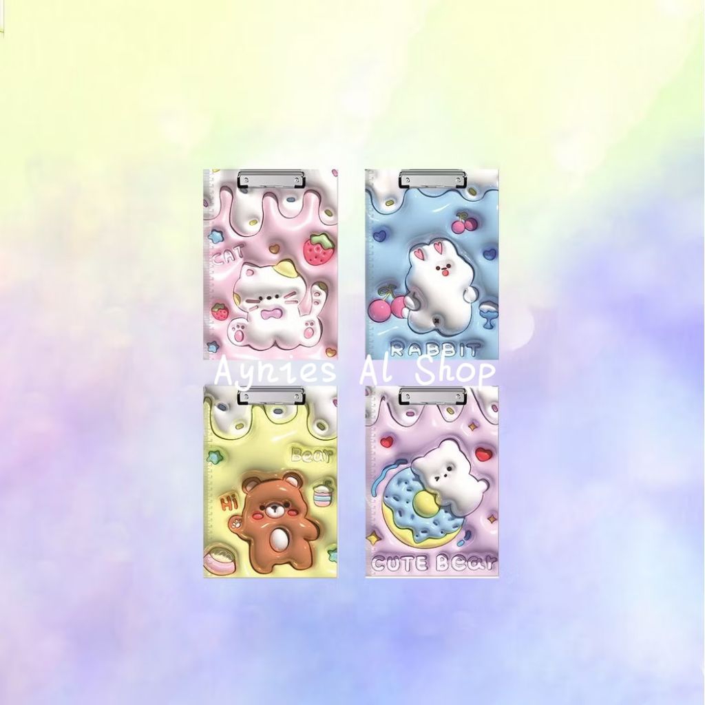 3D การ์ตูน Motif Exam Board สําหรับเด็ก A4 ขนาดแผนที่ Board / A4 Exam Board 3D Character คลิปบอร์ด