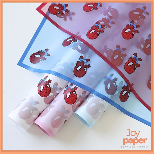 20 แผ่น กึ่งโปร่งใส กระดาษดอกไม้ spiderman Motif ห่อดอกไม้ KB82