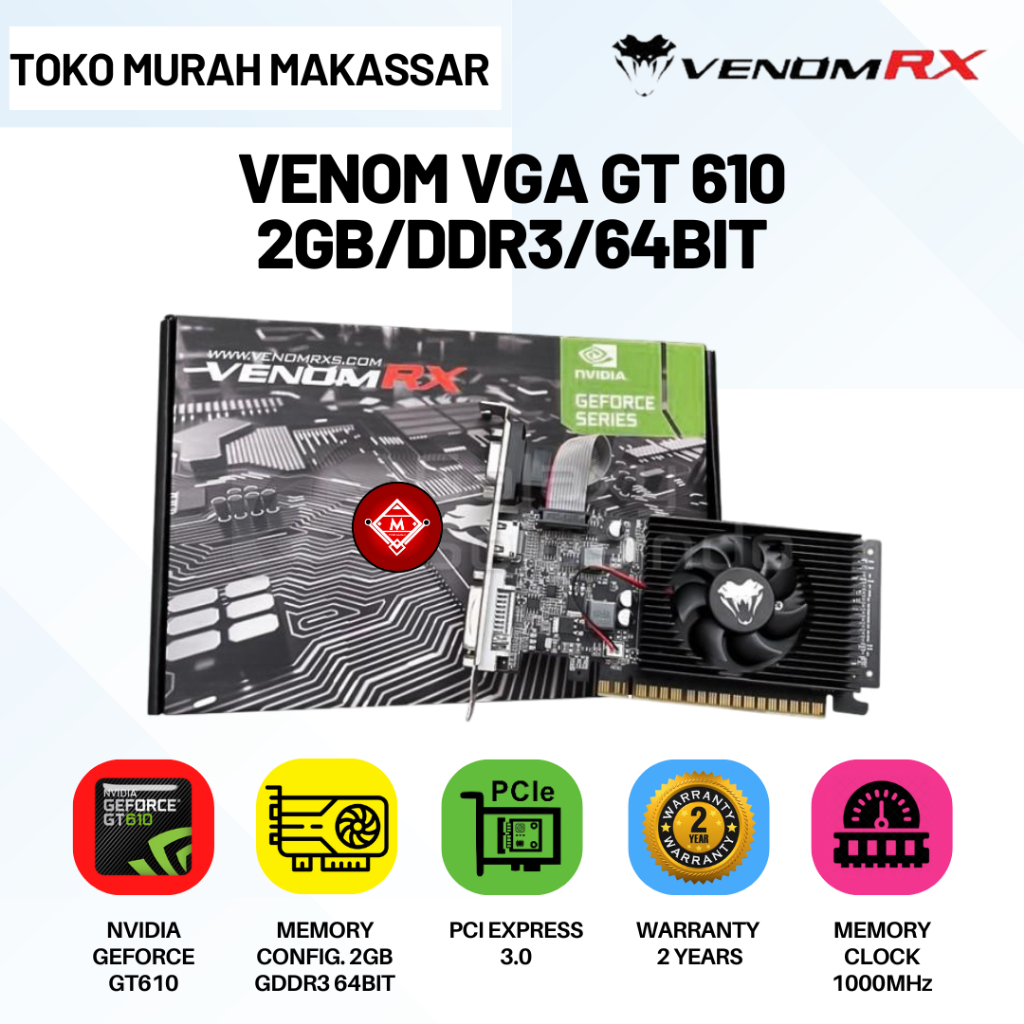VENOMRX GT 610 2GB DDR3 VGA การ์ด Venom RX 2GB GT610 DDR3 / VENOMRX GT 610 2GB DDR3 VGA การ์ด Venom 
