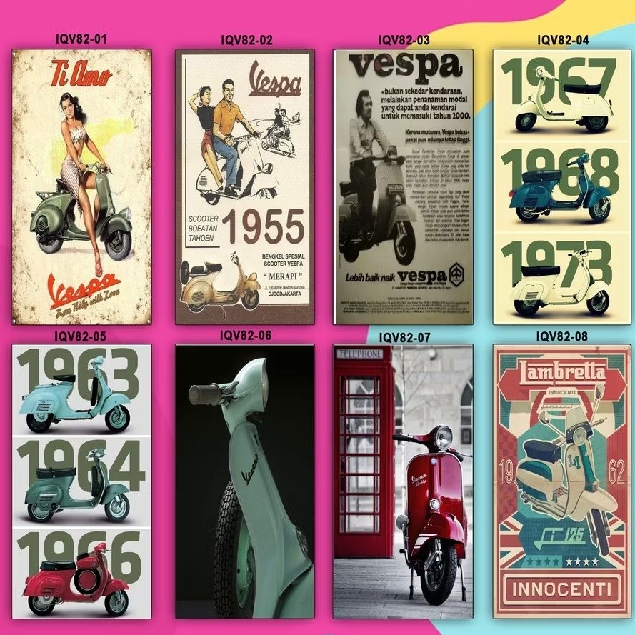 Retro Vespa Wall Decorative Vintage Vespa Poster walldecor cafe display ไม้ตกแต่งผนัง - IQV82