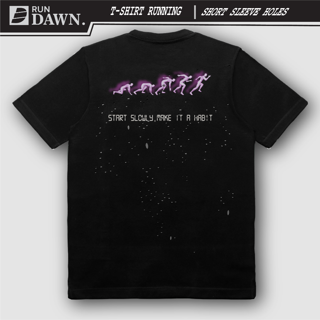 เสื้อยืด Rundawn Unisex Laser Holes – เสื้อวิ่งแขนสั้น – เสื้อเจอร์ซีย์สีดํา • HABIT