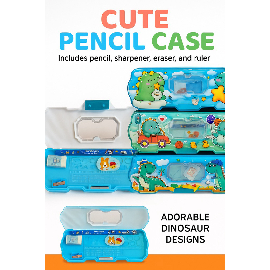 JH-223 CHARACTER CHILDRENS Magnetic PENCIL BOX / MODERN Dino PENCIL CASE / VIRAL Magnetic Study Set