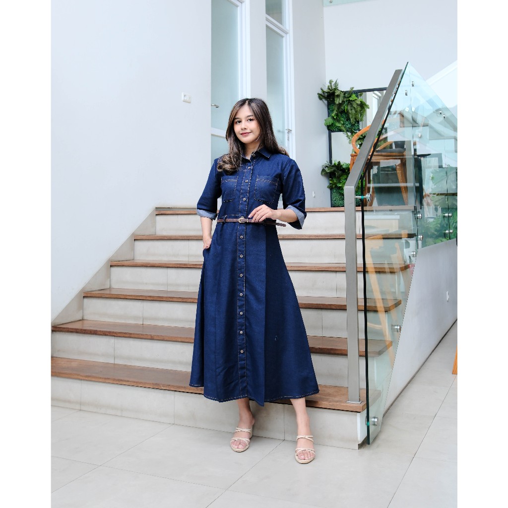 Estilo - Jenny Jeans Midi Dress ลําลองทุกวัน