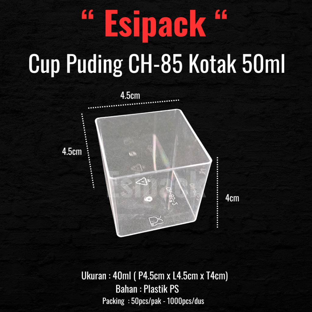 CH-85 Pudding Cup 50ml Square Dessert Jelly Cup ถ้วยน้ําจิ้ม