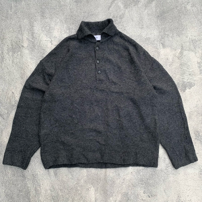 Wtr เสื้อกันหนาวไหมพรมคอปกครึ่งกระดุม