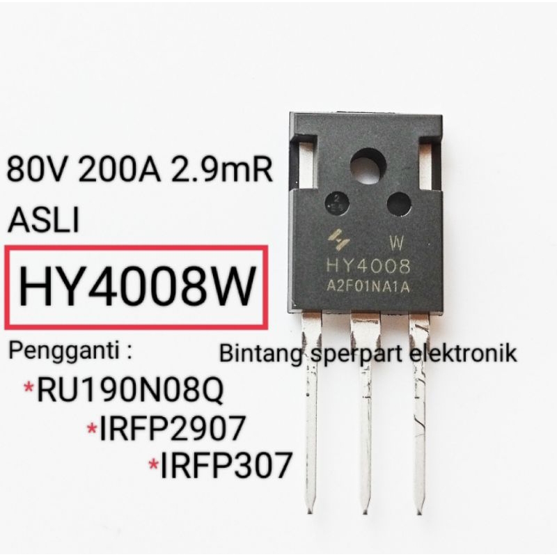 HY4008W ORIGINAL MOSFET HY4008 ORIGINAL TRANSISTOR HY4008 MOSFET N-Channel 200A 80V 2.9mR TO-247 TO-