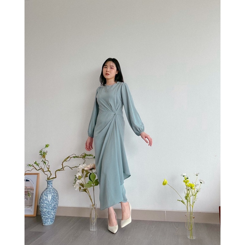 ชุด LIRICA | ชุดเดรสยาวผู้หญิง ชุดเดรสยาว Kaftan Midi Dress สไตล์เกาหลี