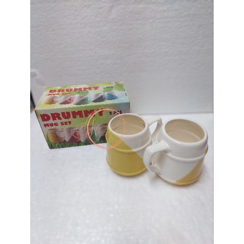 DRUMMY / VLINE / BAMBOO / GANTA WHITE LINE MUG SET 2 ชิ้น || ชุดแก้ว กระเช้า