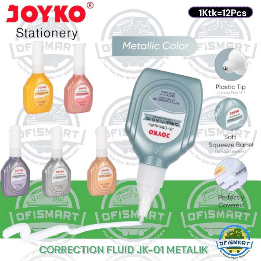 Joyko Correction Fluid JK-01 น้ํายาลบคําผิดเมทัลลิก | @ 1ตกลง= 12 ขวด