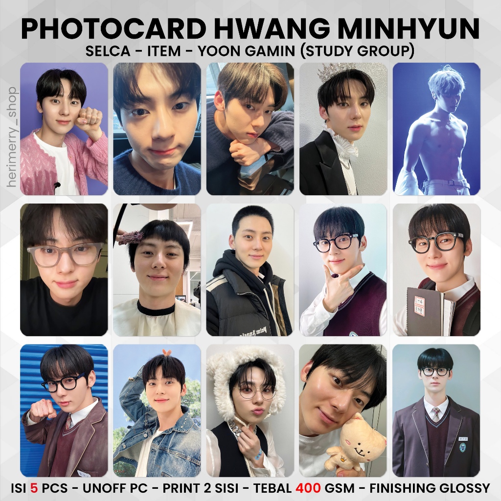 (5 ชิ้น) Hwang Minhyun Photocard - PC พรีเมี่ยม 2 ด้าน Kpop Merch Card Un Yoonofficial Ga Min พ.คเตอ