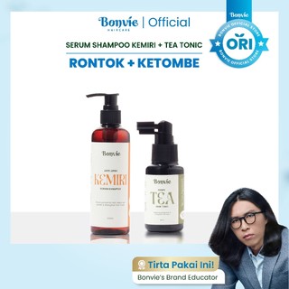 Bonvie Rontok + Ketombe (Shampoo Kemiri Anti Lepek 250ml + Tea Tonic 60ml) Package