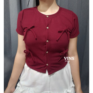 VINEST - Marlyn Top / atasan wanita knit korean style / ribbon top knit