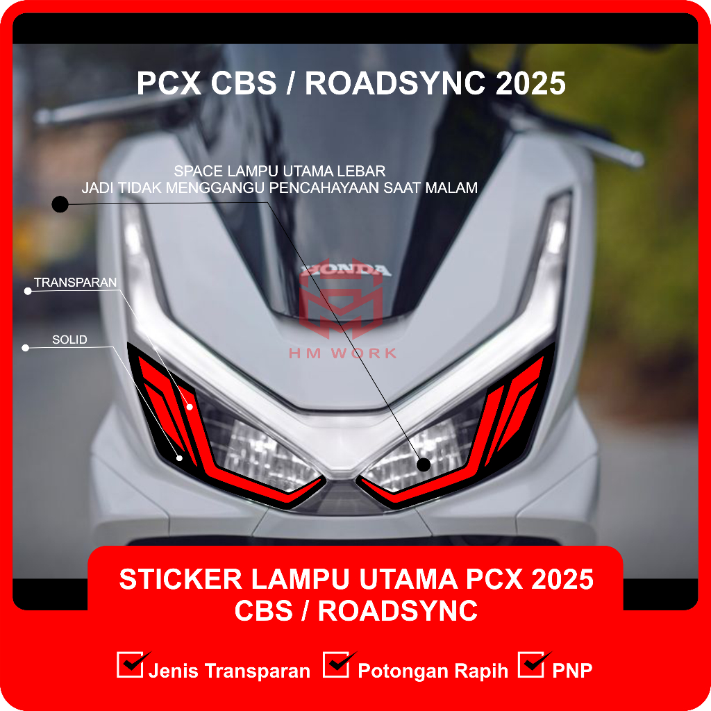 สติ๊กเกอร์ไฟหน้า HONDA PCX CBS / ROADSYNC 2025