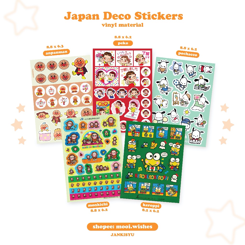 สติ๊กเกอร์ Deco Japan Anpanman Peko Pochacco Kerppi Handphone แล็ปท็อป Journaling Penpal Aesthetic น่ารัก