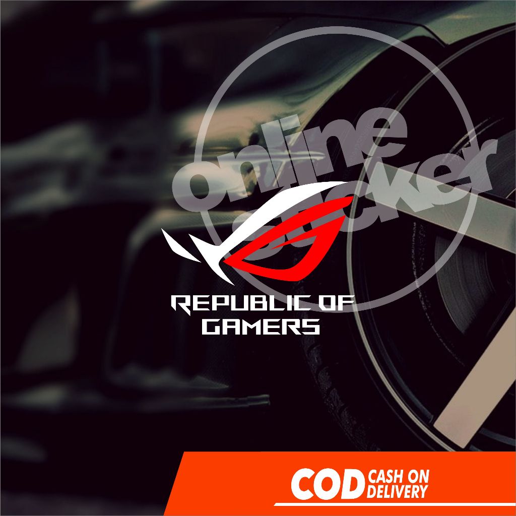 สติ๊กเกอร์โลโก้ ROG republic of นักเล่นเกม | ตัดไฟขึ้น