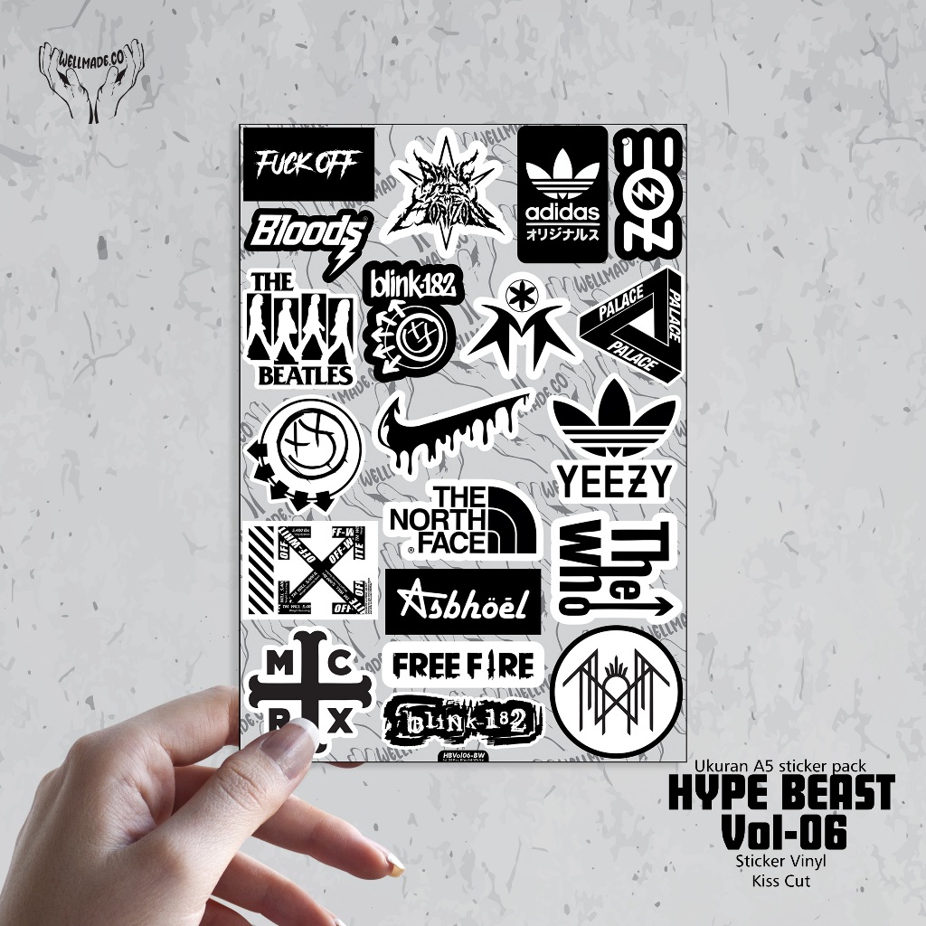 ชุดสติ๊กเกอร์ HYPE BEAST Tumblr หมวกกันน็อคแล็ปท็อป VOL6 สีดําและสีขาว