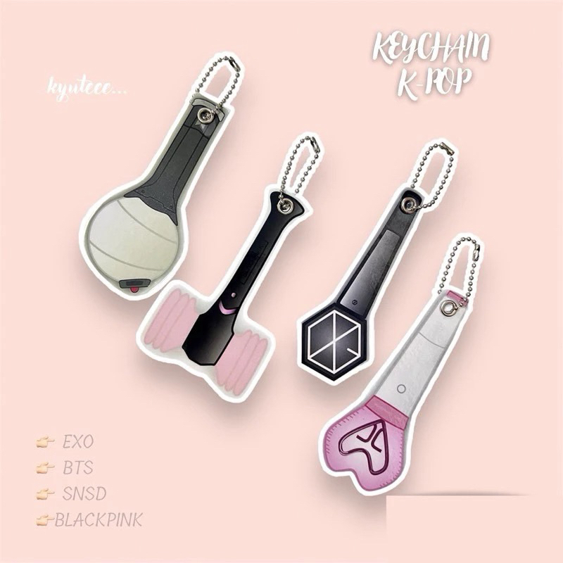 GANTUNGAN KPOP KEYCHAIN EXO SNSD BLACKPINK BTS LIGHTSTICK KEYCHAIN