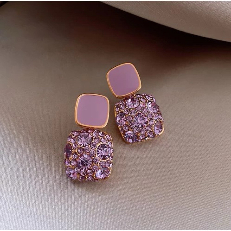 SSB KOREAN EARRINGS สําหรับผู้หญิง/RUST-PROOF TITANIUM EARRINGS/HIJAB EARRINGS/SQUARE-SHAPED TITANIU