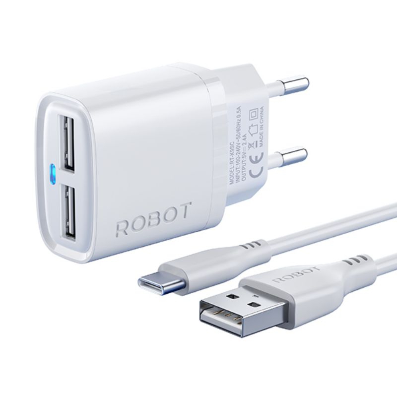 ROBOT Smart Phone Dual Charger K9SC K9S White Fullset Official Warranty