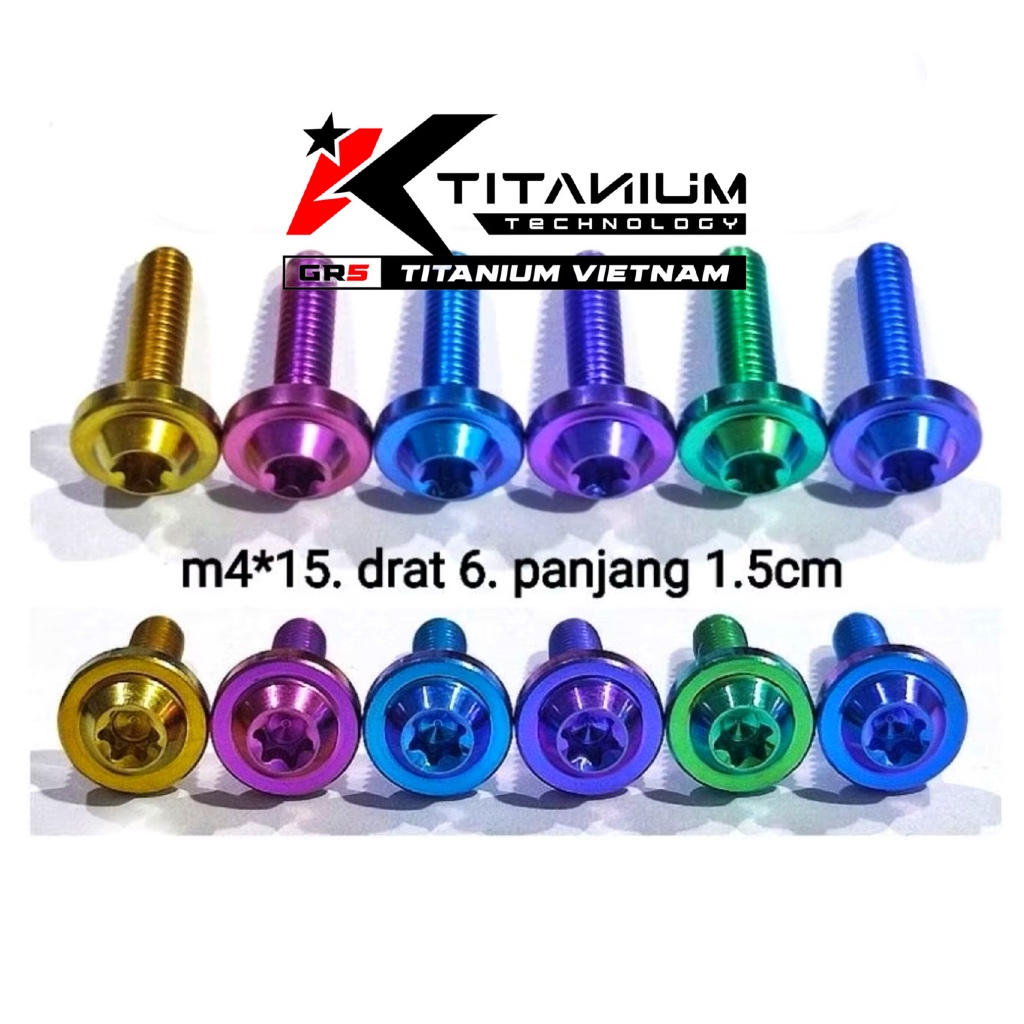 M4 TITANIUM BOLT 6 THREAD BIG HEAD ORIGINAL TITANIUM