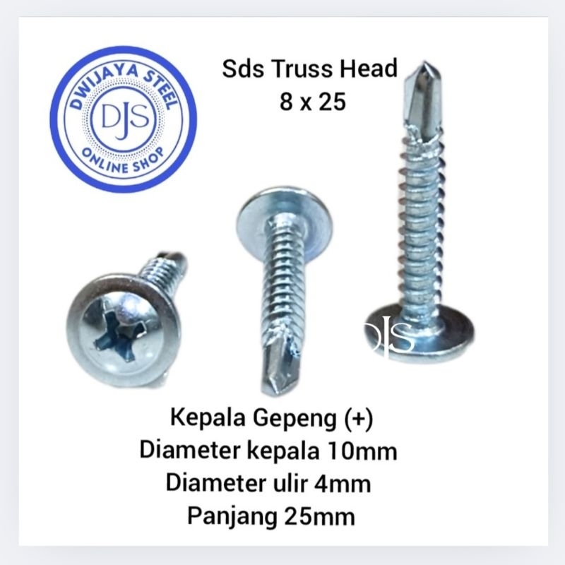 100PCS SDS TRUSS HEAD 8 SDS FLAT HEAD SCREWS 8X13 8X16 8X19 8X25 TRUSS DRILLING SCREWS