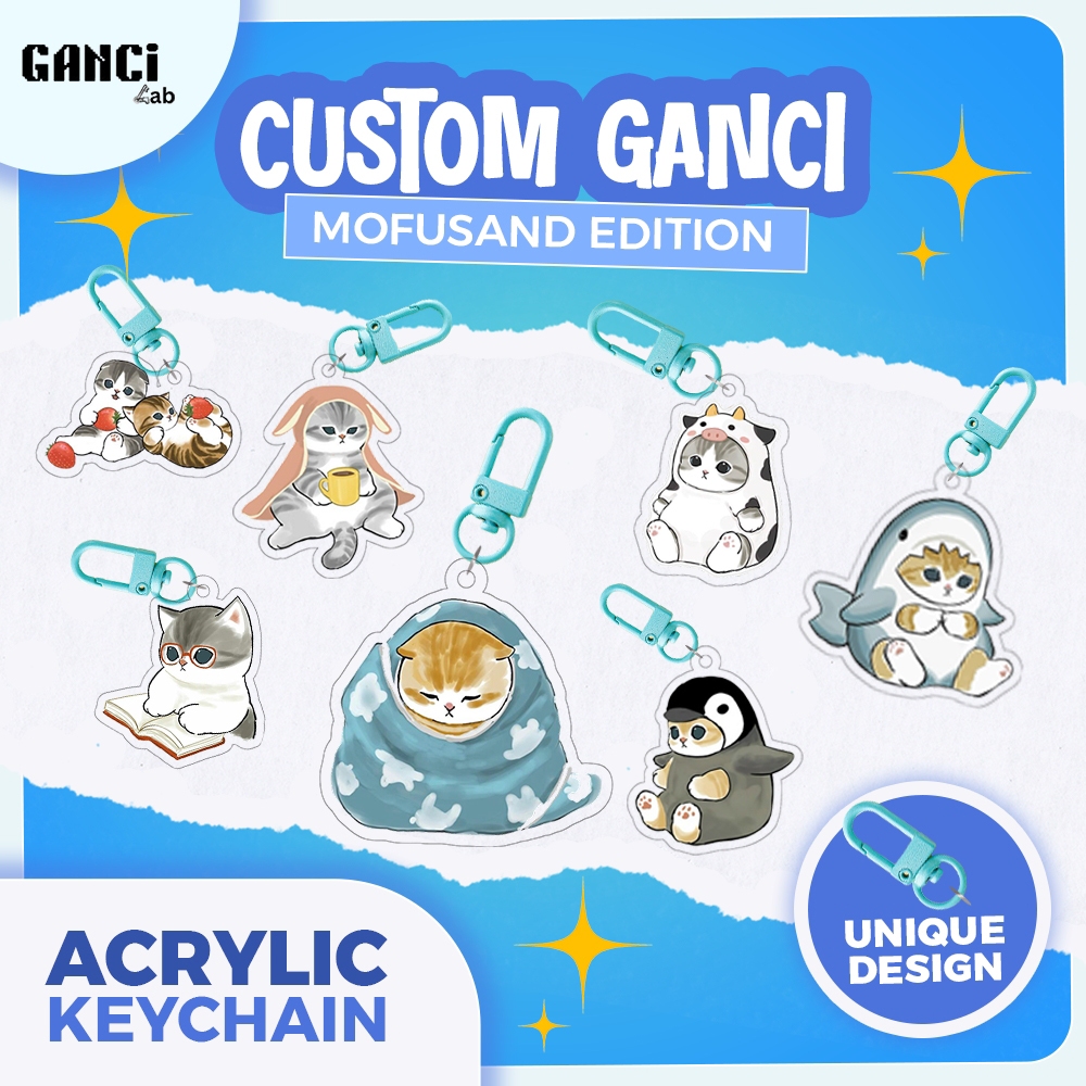 GANTUNGAN Mofusand พวงกุญแจน่ารักพวงกุญแจที่ระลึก Mofusand