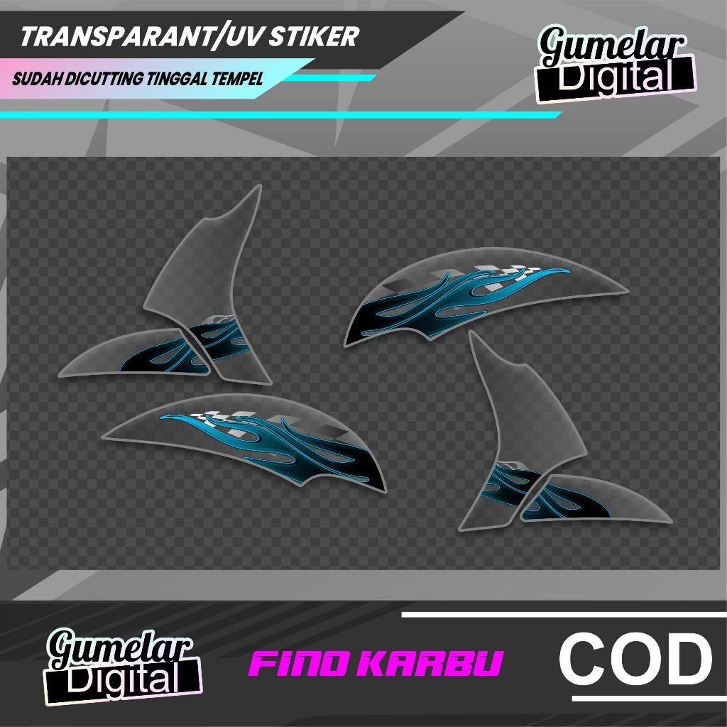 Simple UV CLEAR TRANSPARENT STRIPING YAMAHA FINO FIRE CARBURE LIVERY SS BLUE V2 ALREADY CUT, JUST STICK