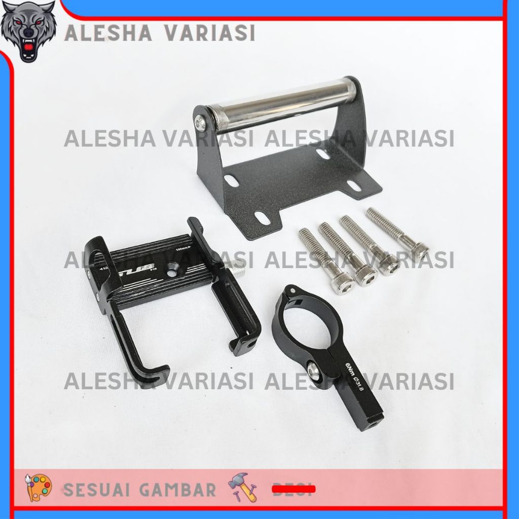 GPS HOLDER แพคเกจ HP CBX150 CB 150 X CBX ที่วางโทรศัพท์อลูมิเนียม HANDLE GUBBAR สีดํา ORIGINAL MOTOR