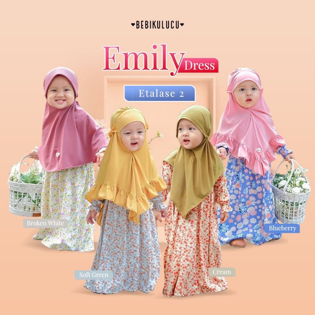 ชุดเดรสเด็กผู้หญิง BEBOKULUCU | Emily Dress set Instant Pashmina Casila Baby