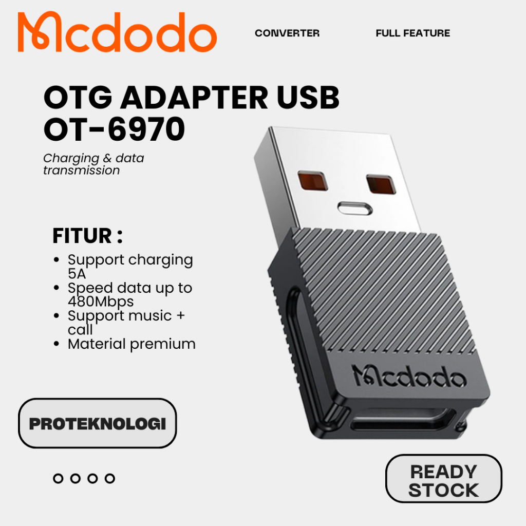 MCDODO OT-6970 Type C 5A เป็น USB A 2.0 แปลงอะแดปเตอร์ OTG