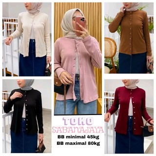 Atasan knit wanita lengan panjang basic korean top outer baju knit kancing wanita cardigan knitwear stretch dengan kancing hidup_tangan simple Kardigan Tebal_standar oversize