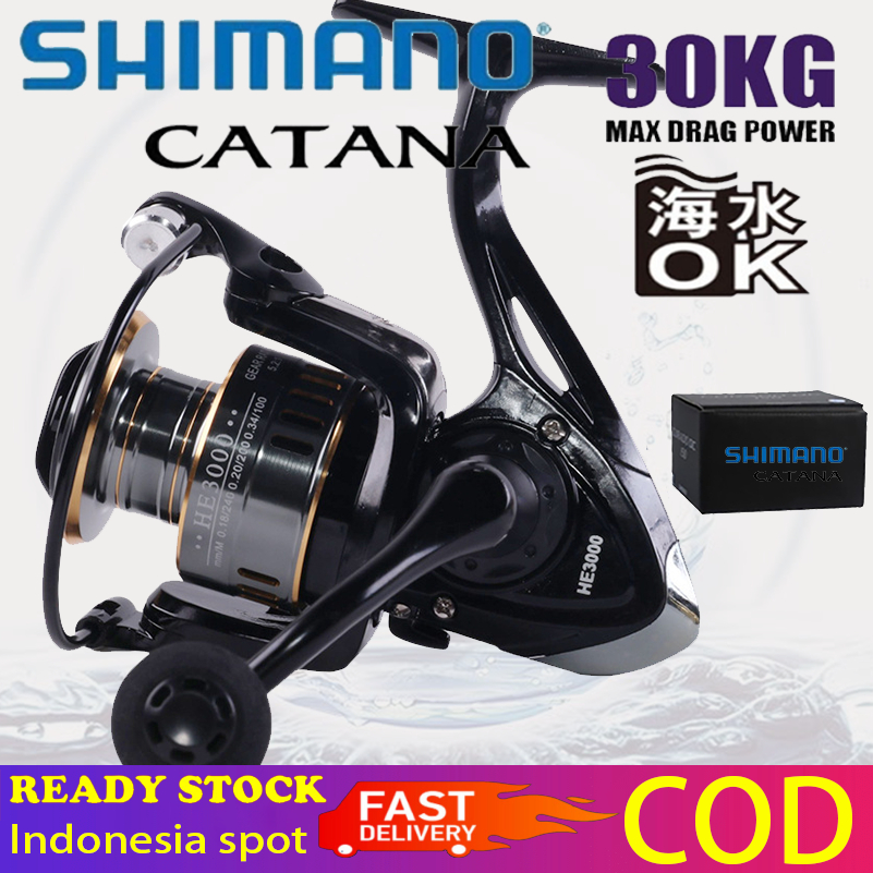 Ungu Shimano รอกตกปลาโลหะ HE1000 - 7000 30 Kg (สต็อกอินโดนีเซีย)/ สีม่วงที่แข็งแกร่งรอกตกปลาเหล็กเต็