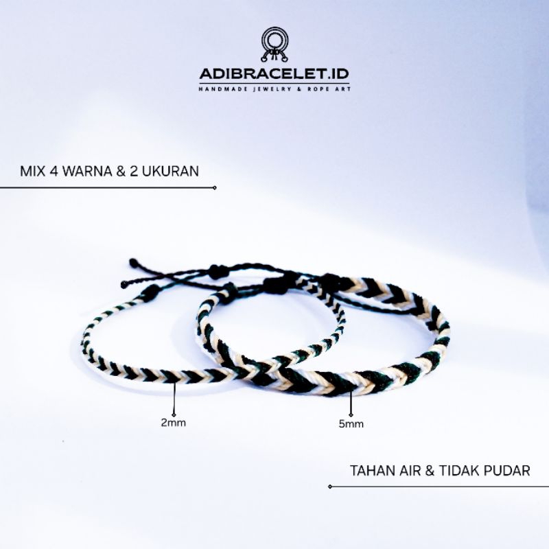 Adibracelet - Bracelet V Braided Four Color Waterproof Glossy Rope Premium | กําไลข้อมือเชือกผู้ชายแ