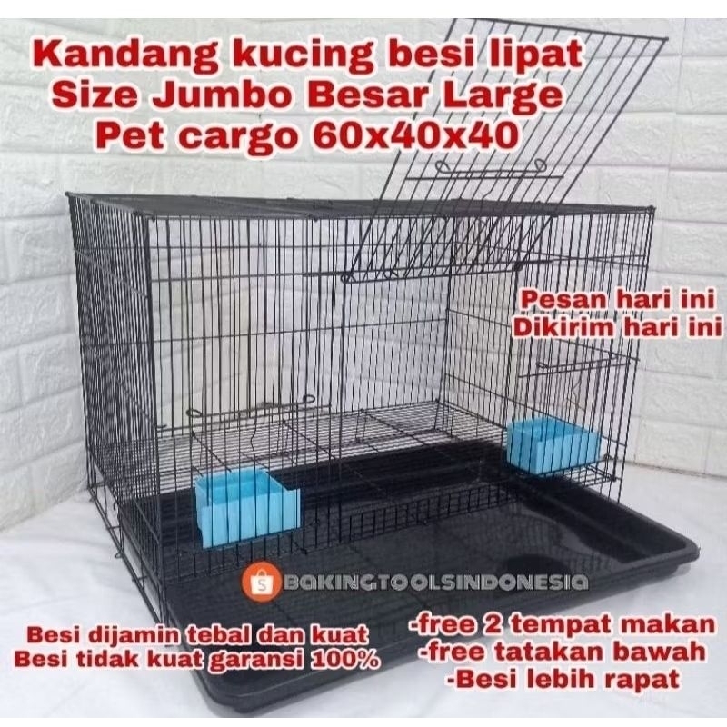 CAT CAGE SIZE L 61x41x41 ฟรี 2 STRONG, DURABLE FOOD PLACES