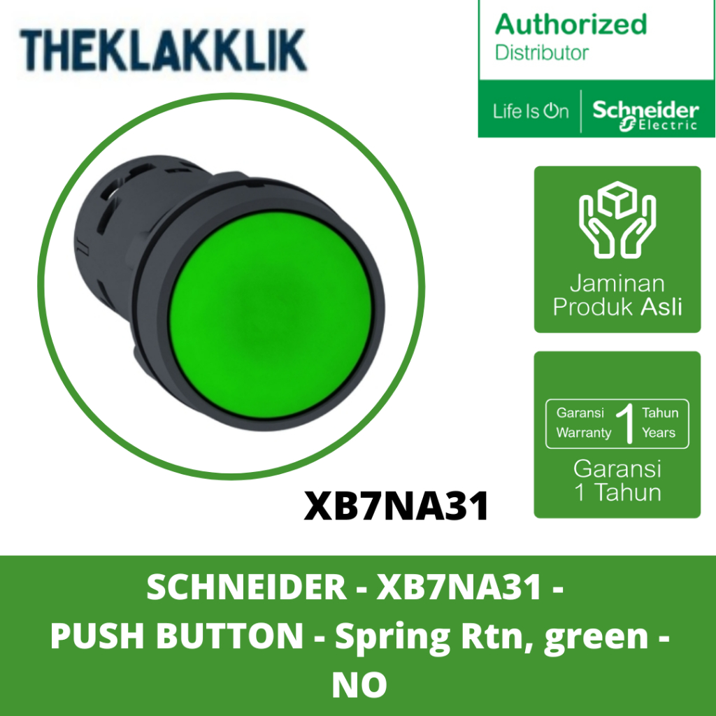 SCHNEIDER - XB7NA31 - PUSH BUTTON - สปริง Rtn สีเขียว - NO