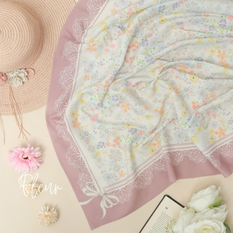 Fleur Non Label Hijab Voal Printing Square Syari by Kala Attire