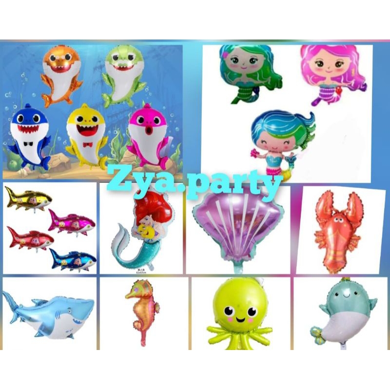Mini Sea/Baby shark/Mermaid/ariel/ลูกโป่งฟอยล์รูปสัตว์