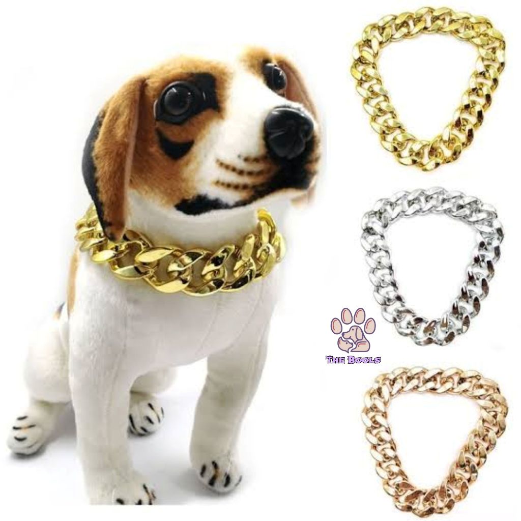 (The Bools) Pet Collar Accessories Dog Cat fashion Gold Chain Petshop Mafia Dog Cat
