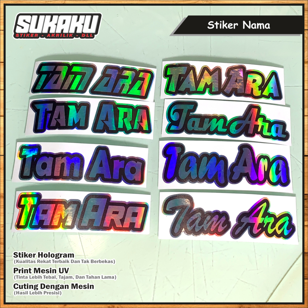 NAME STICKERS - HOLOGRAM - UV + CUTTING