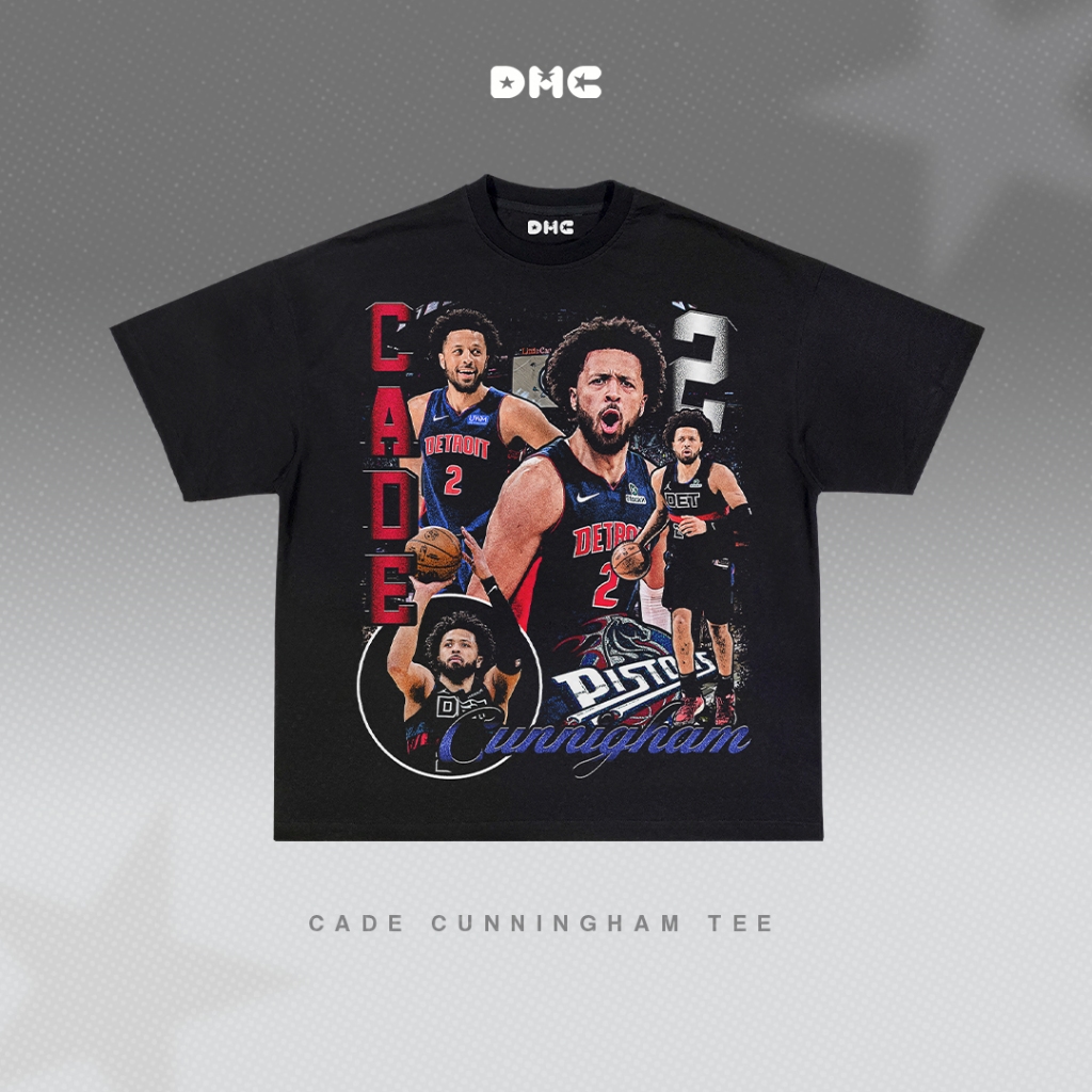 DMC Cade Cunningham Detroit Pistons บาสเกตบอลเสื้อยืดขนาดใหญ่