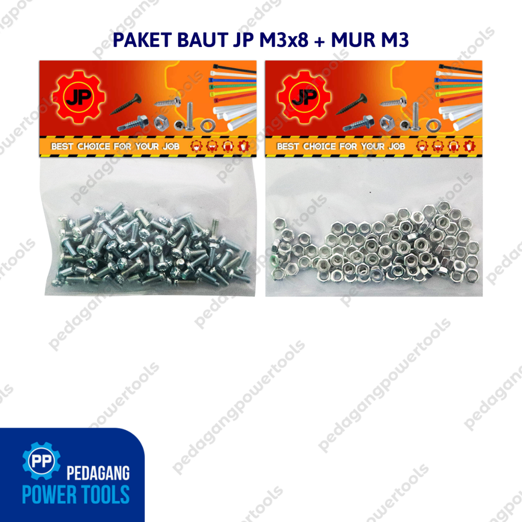 แพ็คเกจ 2 ชุด 3x8 BOLT NUT JP M 3 x 8 MM M3 NUT SCREW COTENTS 100 ชิ้น