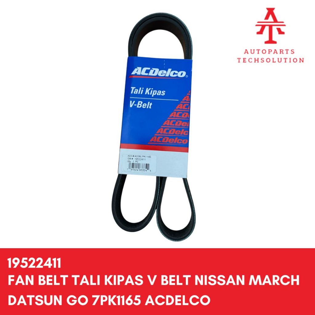 สายพานพัดลม สายพาน V Nissan March Datsun Go 7PK1165 ACDelco