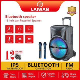 LAIWAN Speaker Aktif 12 Inch Bluetooth Super Mega Bass dengan Berkualitas Tinggi