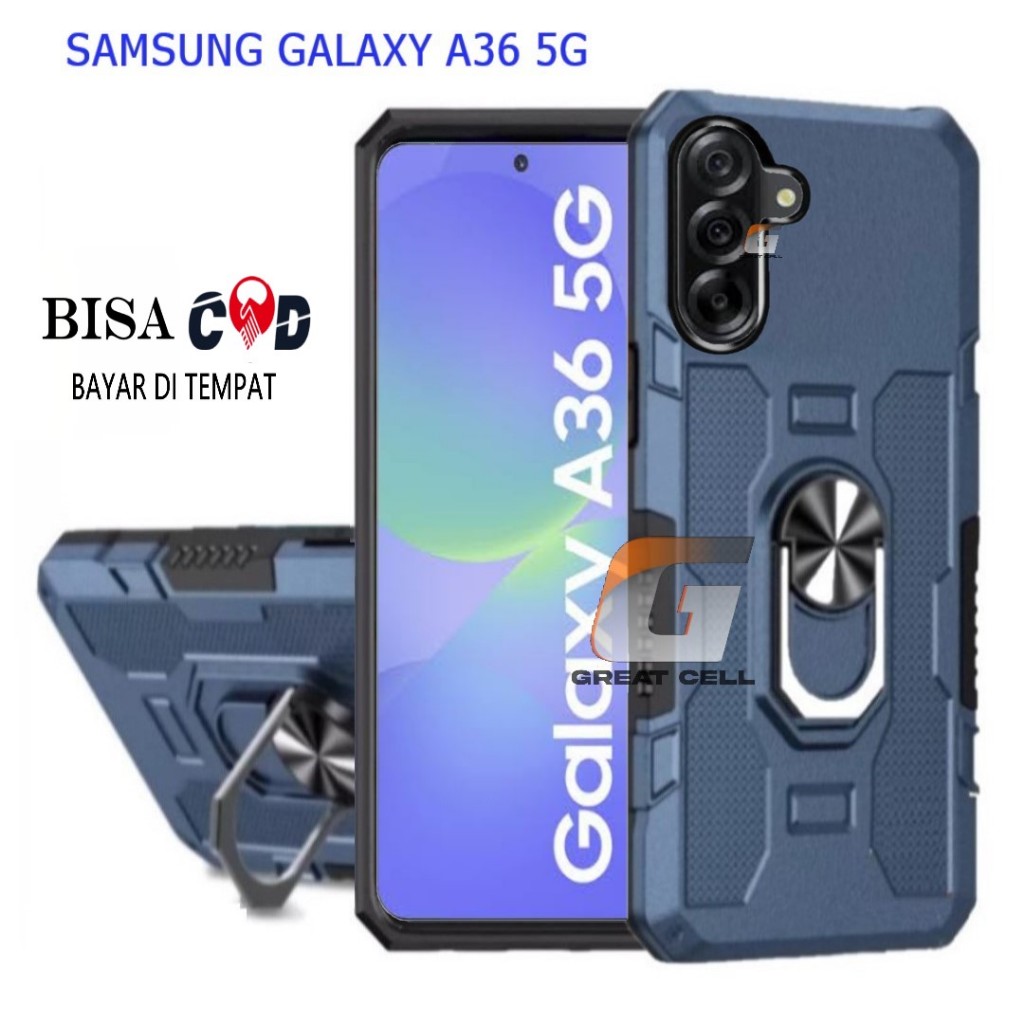CASING สําหรับ SAMSUNG GALAXY A36 4G-HARD CASE STANDING ROBOT HIT EYE RING--SOFT CASE STANDING ROBOT