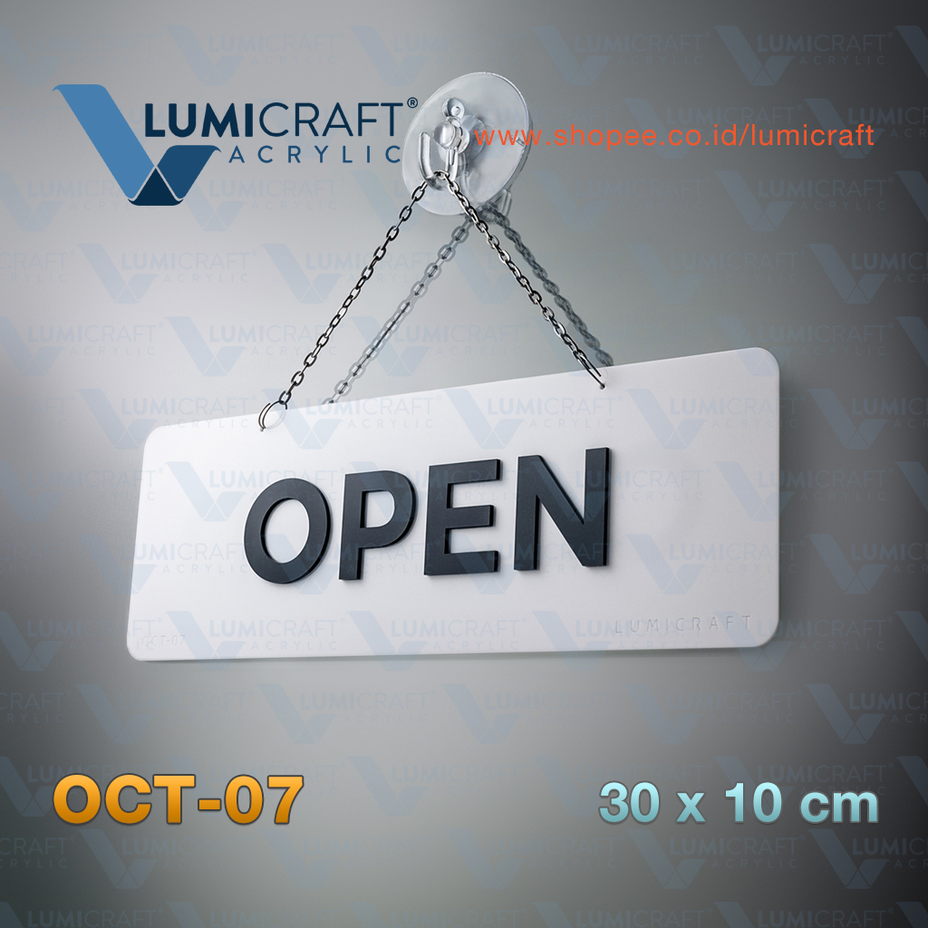 เปิดปิดป้ายอะคริลิคแขวนมินิมอล 3ง เปิดปิดอะคริลิคยกตัวอักษรสีดําและสีขาวประเภท 30 x 10 ซม | Lumicraf