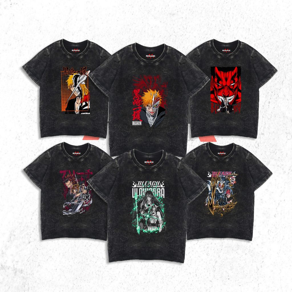 METALKIDS เสื้อยืดเด็ก Anime Bleach Tshirt ล้างเสื้อยืด Unisex BLEACH 8-13
