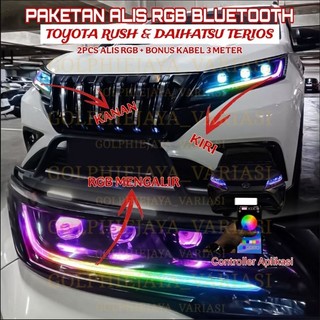PAKET LENGKAP LAMPU ALIS BLUETOOTH RGB TOYOTA RUSH, TERIOS SATU SET LED ALIS RUNNING RGB MATRIX PNP