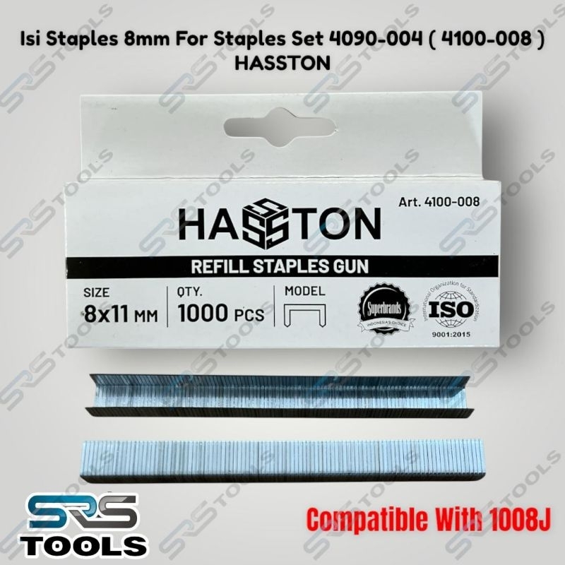 HASSTON 4100-008 ลวดเย็บกระดาษแบบเติม 8 มม. สําหรับ 4090-004 1008J / เติมเย็บกระดาษ 8 มม. x 11 มม. 1