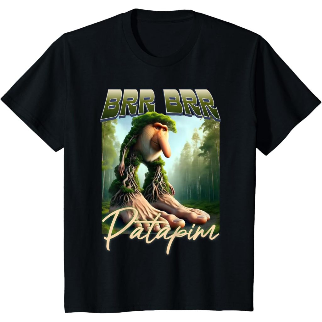 เสื้อยืดเด็ก Brr Brr Patapim อิตาลี Brainrot Meme Forest Monkey Bootleg เสื้อยืด